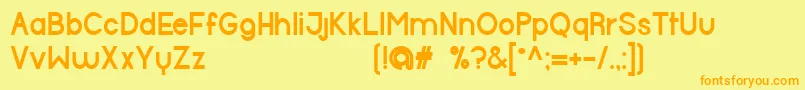 フォントHalfmoonBold – オレンジの文字が黄色の背景にあります。