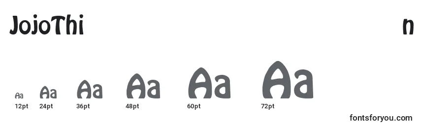 Размеры шрифта JojoThin
