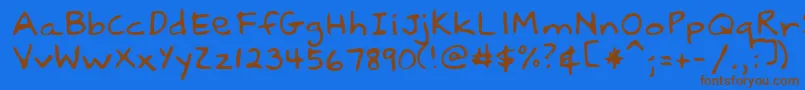 フォントLebanonRegular – 茶色の文字が青い背景にあります。