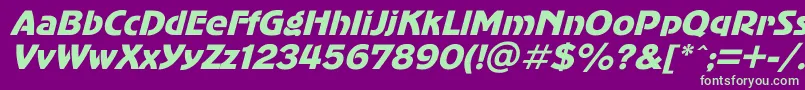 フォントAdvergothicItalic – 紫の背景に緑のフォント
