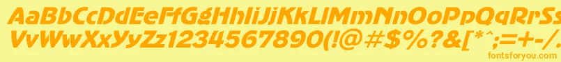 AdvergothicItalic-Schriftart – Orangefarbene Schriften auf gelbem Hintergrund