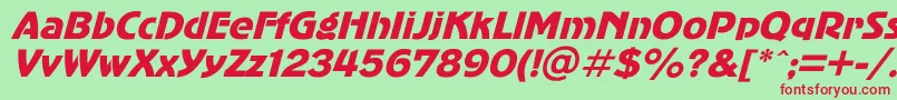 AdvergothicItalic-fontti – punaiset fontit vihreällä taustalla