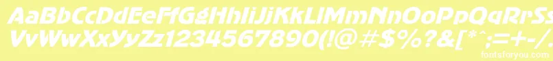 AdvergothicItalic-fontti – valkoiset fontit keltaisella taustalla