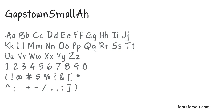 Schriftart GapstownSmallAh – Alphabet, Zahlen, spezielle Symbole