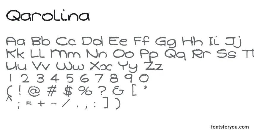 Шрифт Qarolina – алфавит, цифры, специальные символы