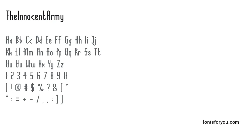 Шрифт TheInnocentArmy – алфавит, цифры, специальные символы