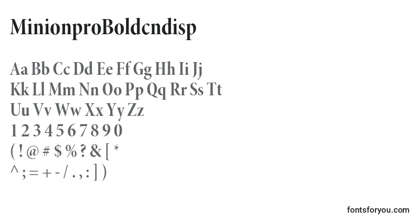 A fonte MinionproBoldcndisp – alfabeto, números, caracteres especiais