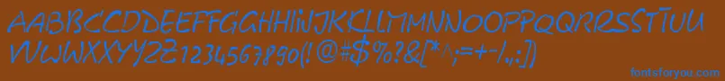 GeFreeForm-Schriftart – Blaue Schriften auf braunem Hintergrund