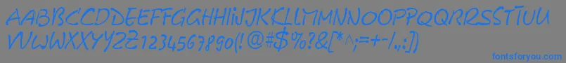 フォントGeFreeForm – 灰色の背景に青い文字