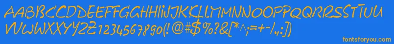 Czcionka GeFreeForm – pomarańczowe czcionki na niebieskim tle
