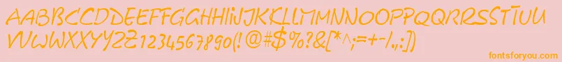 Weitere Informationen zur GeFreeForm-Schriftart GeFreeForm-Schriftart – Orangefarbene Schriften auf rosa Hintergrund