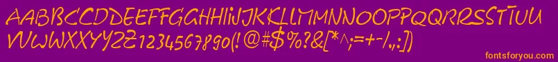 GeFreeForm-Schriftart – Orangefarbene Schriften auf violettem Hintergrund