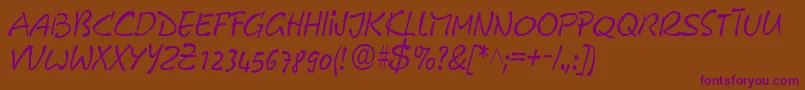 GeFreeForm-Schriftart – Violette Schriften auf braunem Hintergrund