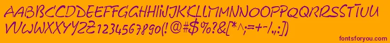 GeFreeForm-Schriftart – Violette Schriften auf orangefarbenem Hintergrund