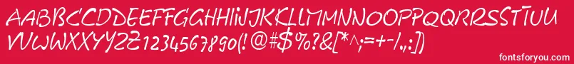 Czcionka GeFreeForm – białe czcionki na czerwonym tle