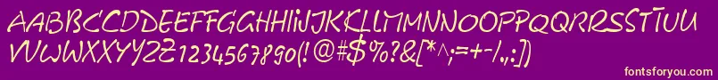 Czcionka GeFreeForm – żółte czcionki na fioletowym tle