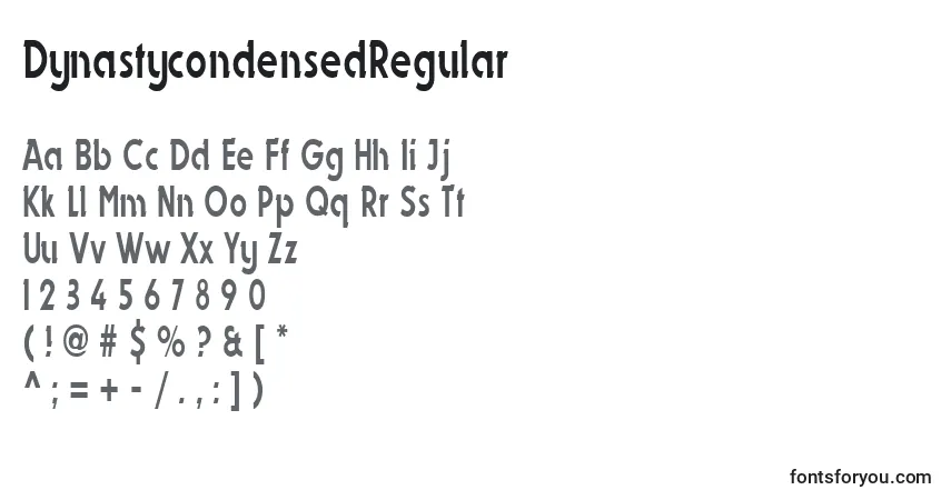 Czcionka DynastycondensedRegular – alfabet, cyfry, specjalne znaki