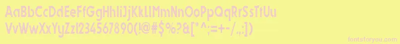DynastycondensedRegular-fontti – vaaleanpunaiset fontit keltaisella taustalla