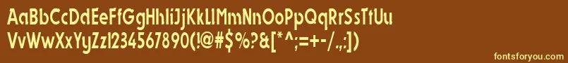 DynastycondensedRegular-fontti – keltaiset fontit ruskealla taustalla