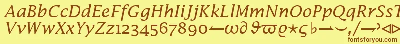 フォントInsightMathSsiItalic – 茶色の文字が黄色の背景にあります。