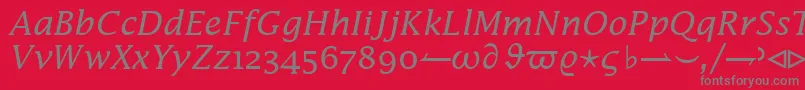 Fonte InsightMathSsiItalic – fontes cinzas em um fundo vermelho