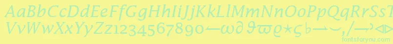 フォントInsightMathSsiItalic – 黄色い背景に緑の文字