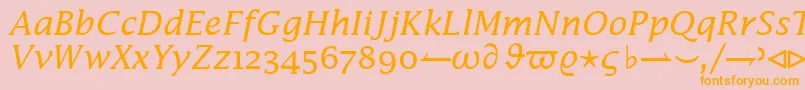 フォントInsightMathSsiItalic – オレンジの文字がピンクの背景にあります。