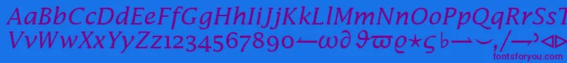 フォントInsightMathSsiItalic – 紫色のフォント、青い背景