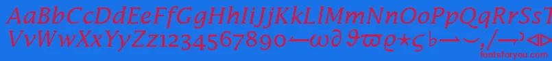 Fonte InsightMathSsiItalic – fontes vermelhas em um fundo azul