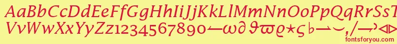 Czcionka InsightMathSsiItalic – czerwone czcionki na żółtym tle