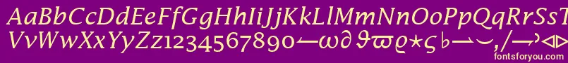 フォントInsightMathSsiItalic – 紫の背景に黄色のフォント