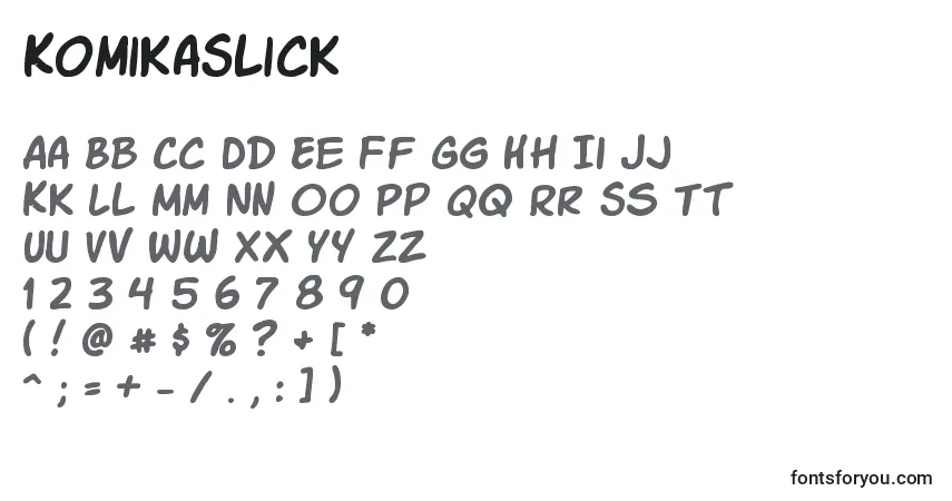 Schriftart KomikaSlick – Alphabet, Zahlen, spezielle Symbole