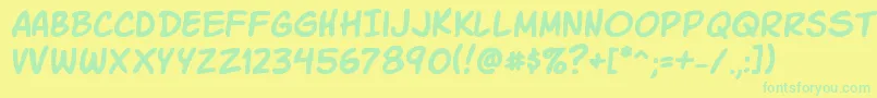 フォントKomikaSlick – 黄色い背景に緑の文字