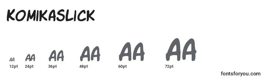 Размеры шрифта KomikaSlick