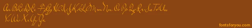 TheLoyalist-Schriftart – Orangefarbene Schriften auf braunem Hintergrund