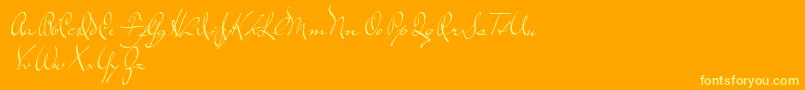 TheLoyalist-Schriftart – Gelbe Schriften auf orangefarbenem Hintergrund