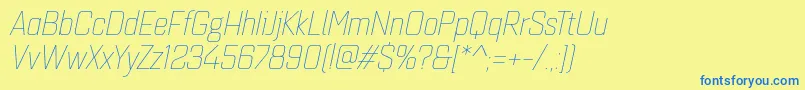 Quarcanormthinitalic Font – Blue Fonts on Yellow Background