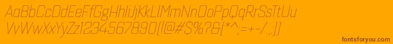 Quarcanormthinitalic-Schriftart – Braune Schriften auf orangefarbenem Hintergrund