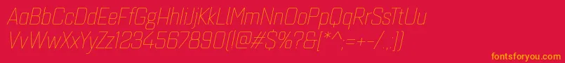 Quarcanormthinitalic-Schriftart – Orangefarbene Schriften auf rotem Hintergrund