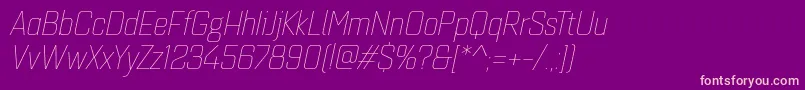 フォントQuarcanormthinitalic – 紫の背景にピンクのフォント