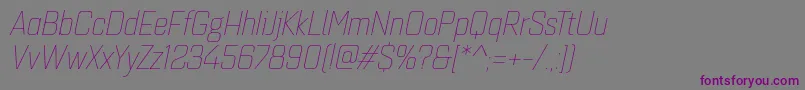 Подробнее о шрифте Quarcanormthinitalic Шрифт Quarcanormthinitalic – фиолетовые шрифты на сером фоне
