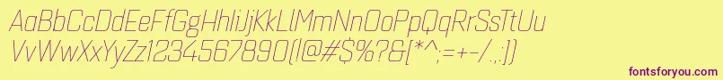 Quarcanormthinitalic Font – Purple Fonts on Yellow Background