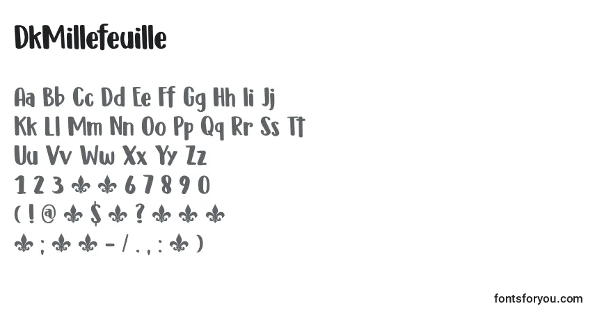 DkMillefeuille-fontti – aakkoset, numerot, erikoismerkit