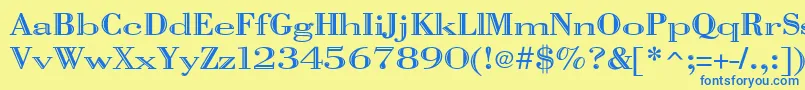 フォントVangard – 青い文字が黄色の背景にあります。