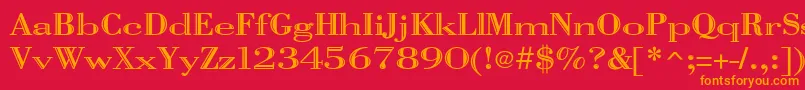 フォントVangard – 赤い背景にオレンジの文字