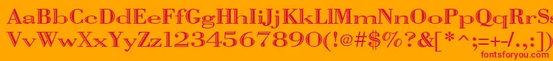 Czcionka Vangard – czerwone czcionki na pomarańczowym tle