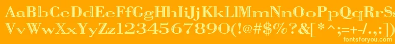 Vangard-Schriftart – Gelbe Schriften auf orangefarbenem Hintergrund