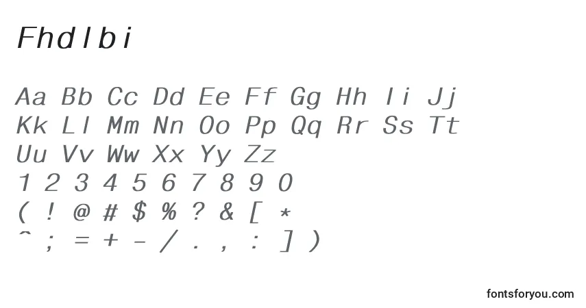 A fonte Fhdlbi – alfabeto, números, caracteres especiais