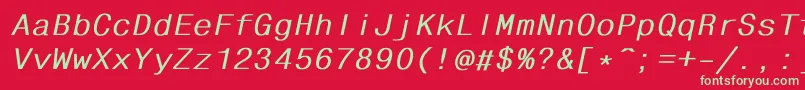 フォントFhdlbi – 赤い背景に緑の文字