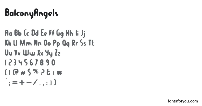 Schriftart BalconyAngels – Alphabet, Zahlen, spezielle Symbole